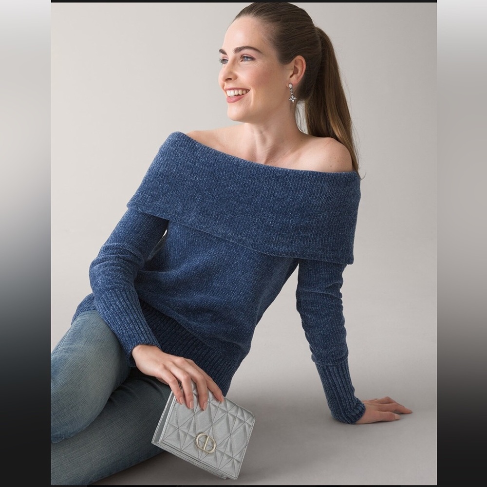 White House Black Market Chenille Off Shoulder Sweater